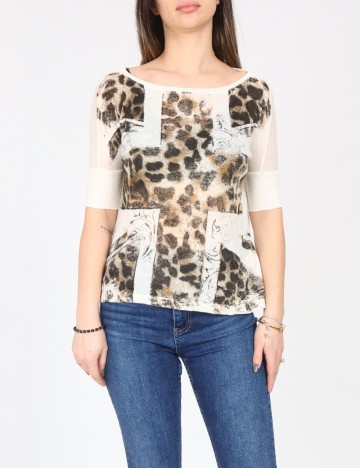 Tricou Bershka, crem