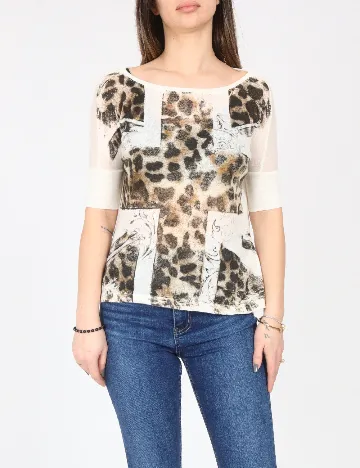 Tricou Bershka, crem