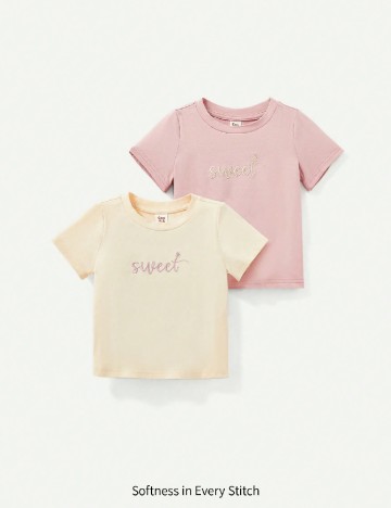 Set Tricouri 2 bucati CozyCub, roz/crem