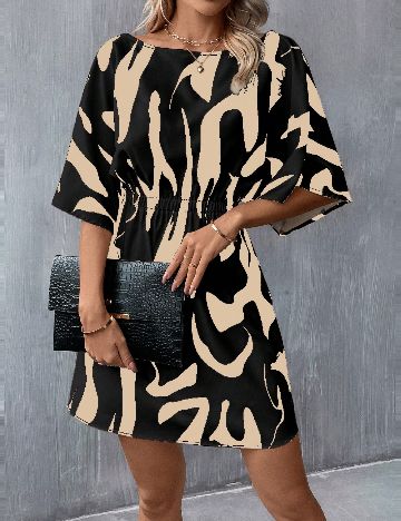 Rochie scurta SHEIN, negru/crem