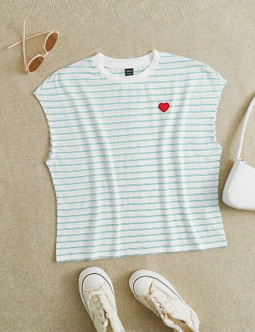 Bluza SHEIN, alb/verde