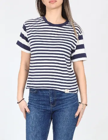 Tricou Pull&Bear, alb/albastru