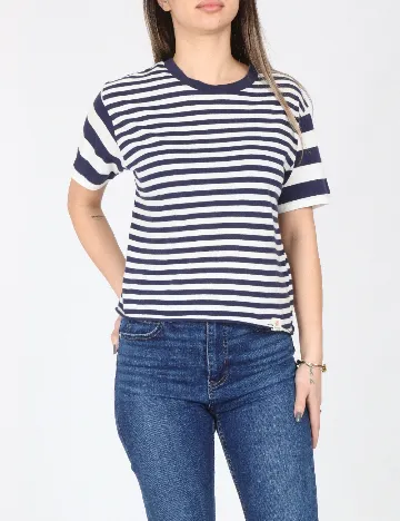 Tricou Pull&Bear, alb/albastru