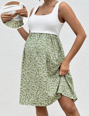 Rochie medie SHEIN Maternity, verde