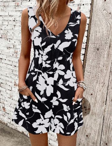 Salopeta SHEIN, alb/negru