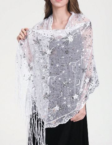 Esarfa SHEIN, alb/gri