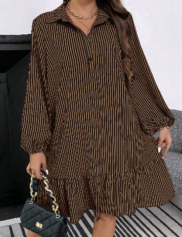 Rochie scurta SHEIN CURVE, maro/negru