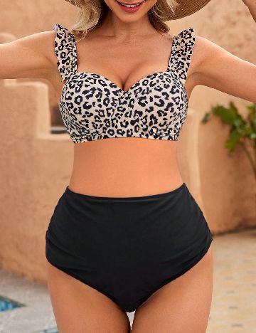 Costum de baie SHEIN, negru/crem