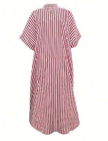 Rochie lunga SHEIN, rosu/alb