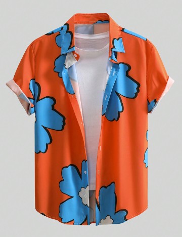 Camasa Romwe, portocaliu/albastru