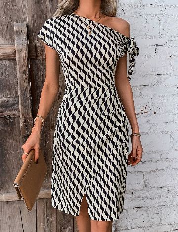 Rochie scurta SHEIN, ecru/negru