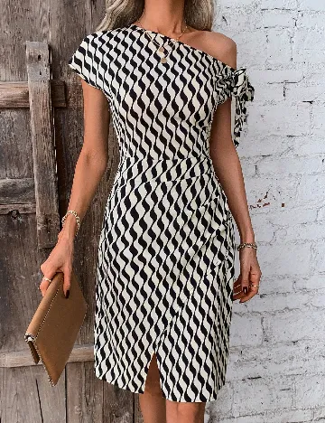 Rochie scurta SHEIN, ecru/negru