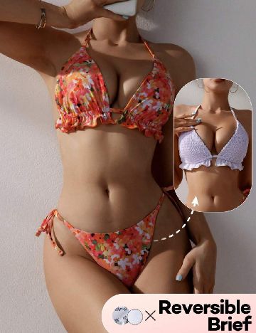 Costum de baie SHEIN, floral print