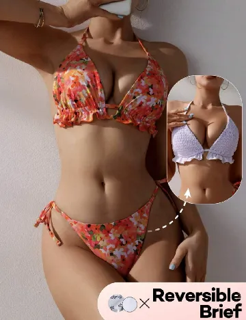 Costum de baie SHEIN, floral print