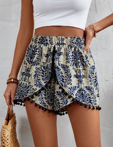 Pantaloni scurti SHEIN, maro/bleumarin