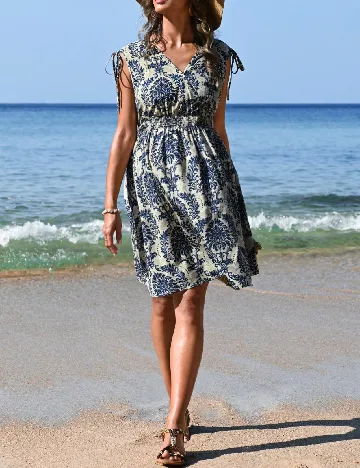 Rochie scurta SHEIN, bej/albastru