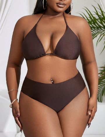 Costum de baie SHEIN CURVE, maro