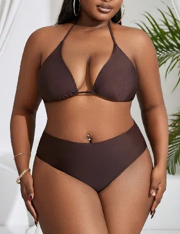 Costum de baie SHEIN CURVE, maro