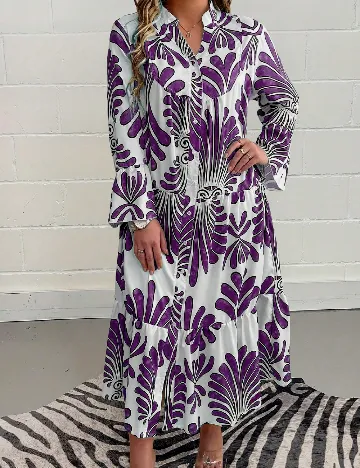 Rochie lunga SHEIN CURVE, ecru/mov