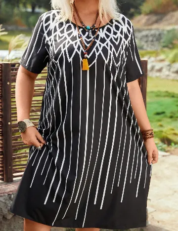 Rochie scurta SHEIN CURVE, negru/alb