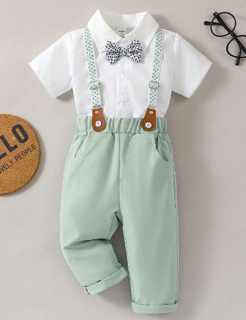 Compleu Shein Kids, alb/verde