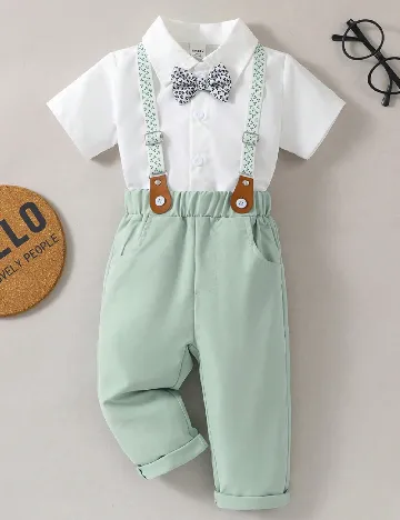 Compleu Shein Kids, alb/verde