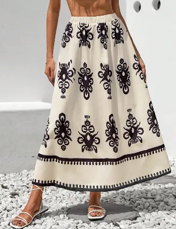 Fusta SHEIN, negru/ecru