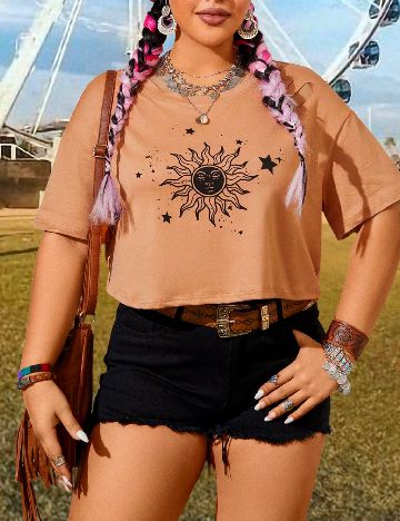 Tricou SHEIN CURVE, maro