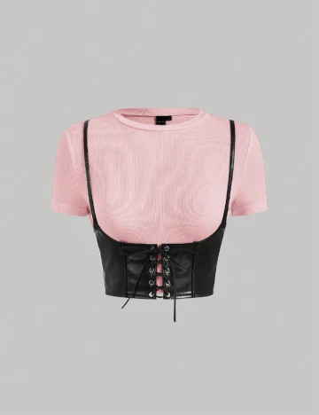 Top SHEIN, roz/negru