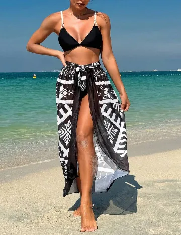 Costum de baie SHEIN, alb/negru