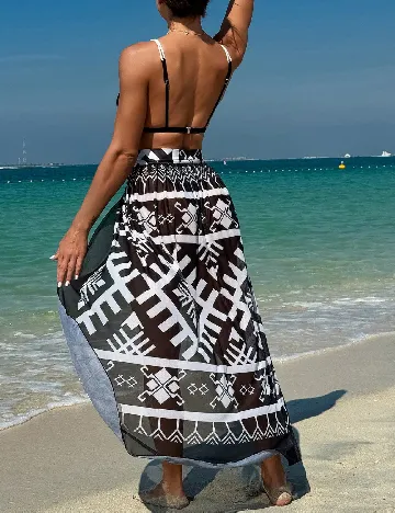 Costum de baie SHEIN, alb/negru