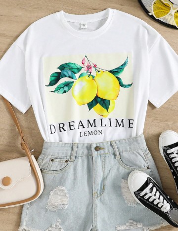 Tricou Shein Kids, alb