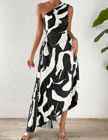 Rochie lunga SHEIN, ecru/negru