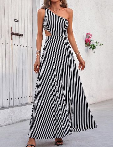 Rochie lunga SHEIN, alb/negru