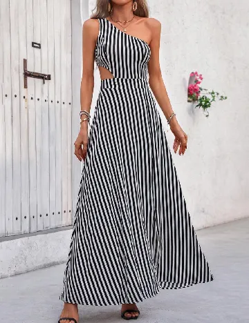 Rochie lunga SHEIN, alb/negru