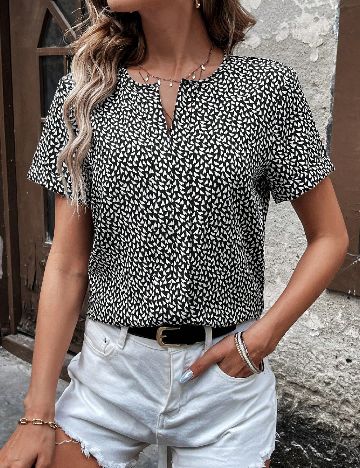 Bluza SHEIN, negru/alb