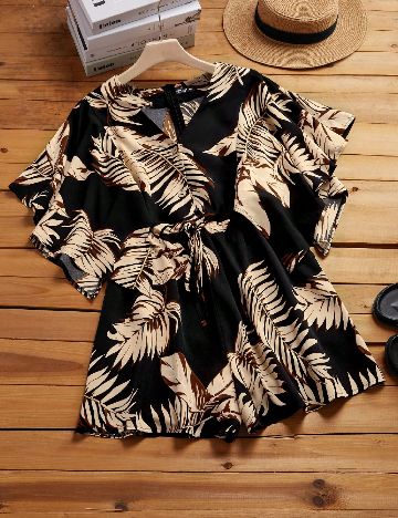 Salopeta SHEIN CURVE, negru/crem