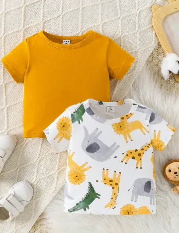 Set Tricouri 2 bucati Shein Kids, mix culori