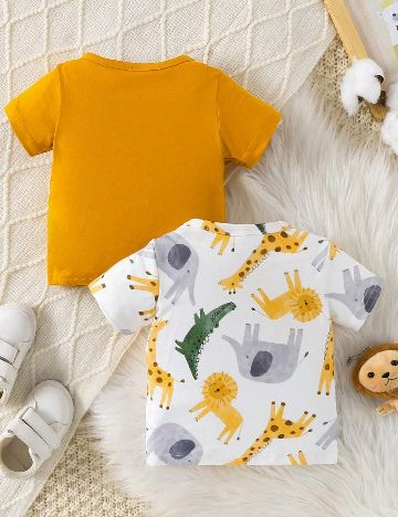 Set Tricouri 2 bucati Shein Kids, mix culori