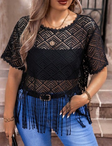 Top SHEIN CURVE, negru