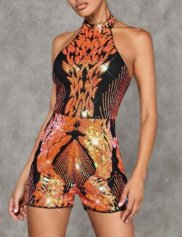 Salopeta SHEIN, negru/portocaliu