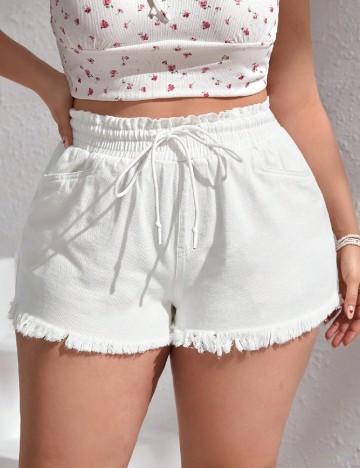 Pantaloni scurti SHEIN CURVE, alb