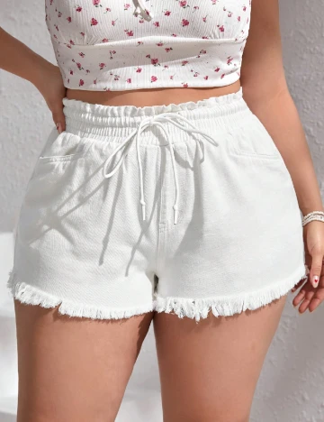 Pantaloni scurti SHEIN CURVE, alb