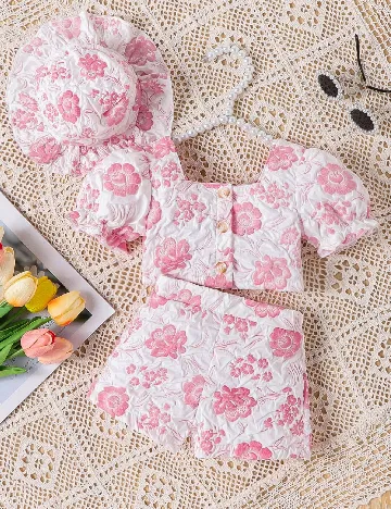 Compleu Shein Kids, alb/roz