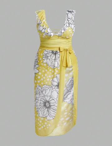 Costum de baie SHEIN CURVE, galben