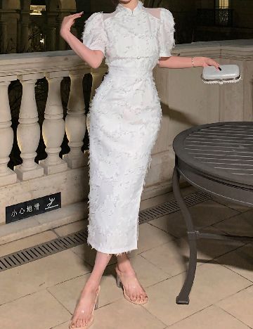 Rochie lunga Dazy, alb