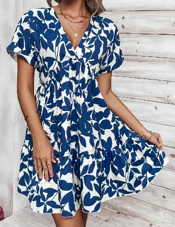 Rochie scurta SHEIN, alb/albastru