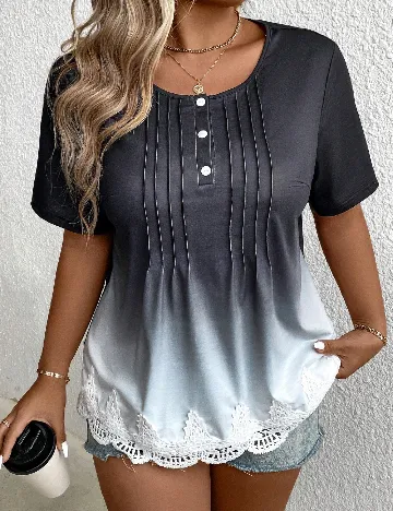 Tricou SHEIN CURVE, alb/negru