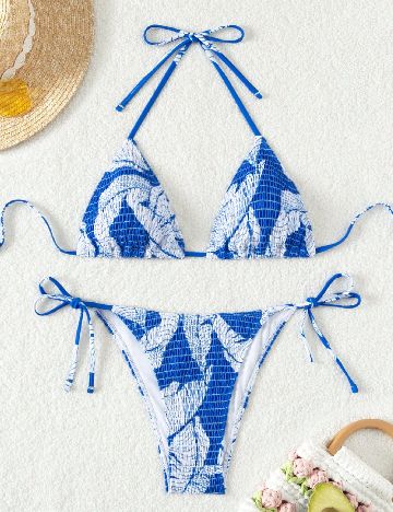 Costum de baie SHEIN, alb/albastru