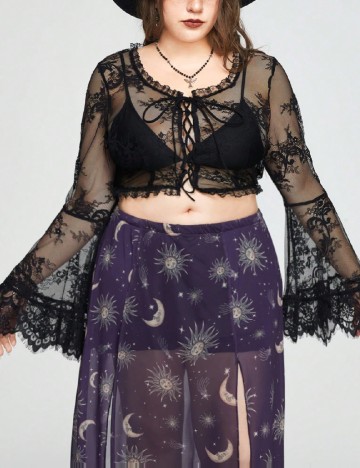 Top Romwe Plus Size, negru